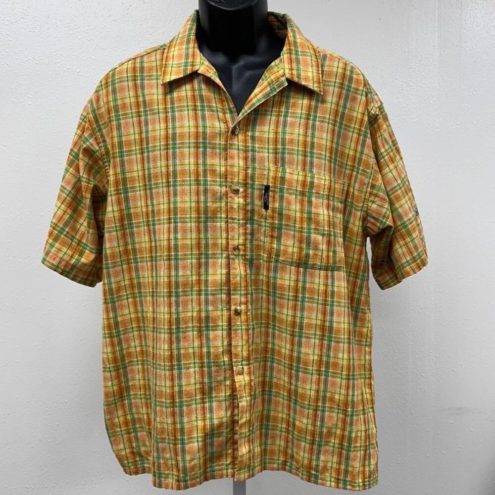 RipCurl 100%Cotton Australia Yellow/Green/Orange Short Sleeve Button‎ Vintage